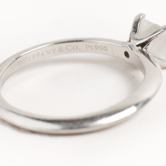 Tiffany & Co. Princess Cut Platinum & .71 Carat Diamond Solitaire Ring, Size 7.5 - Picture 4 of 5